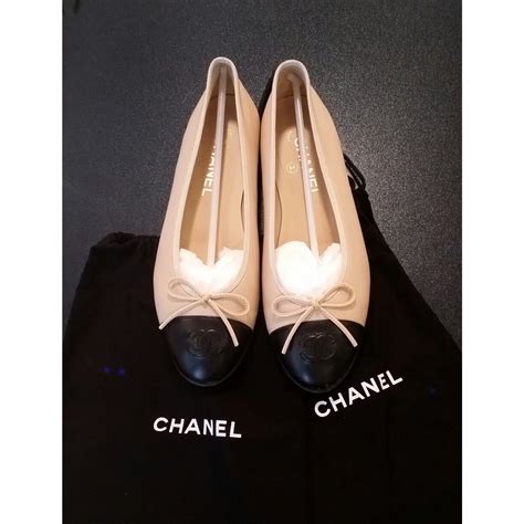 chanel beige and black ballerinas|Chanel ballet flats sale.